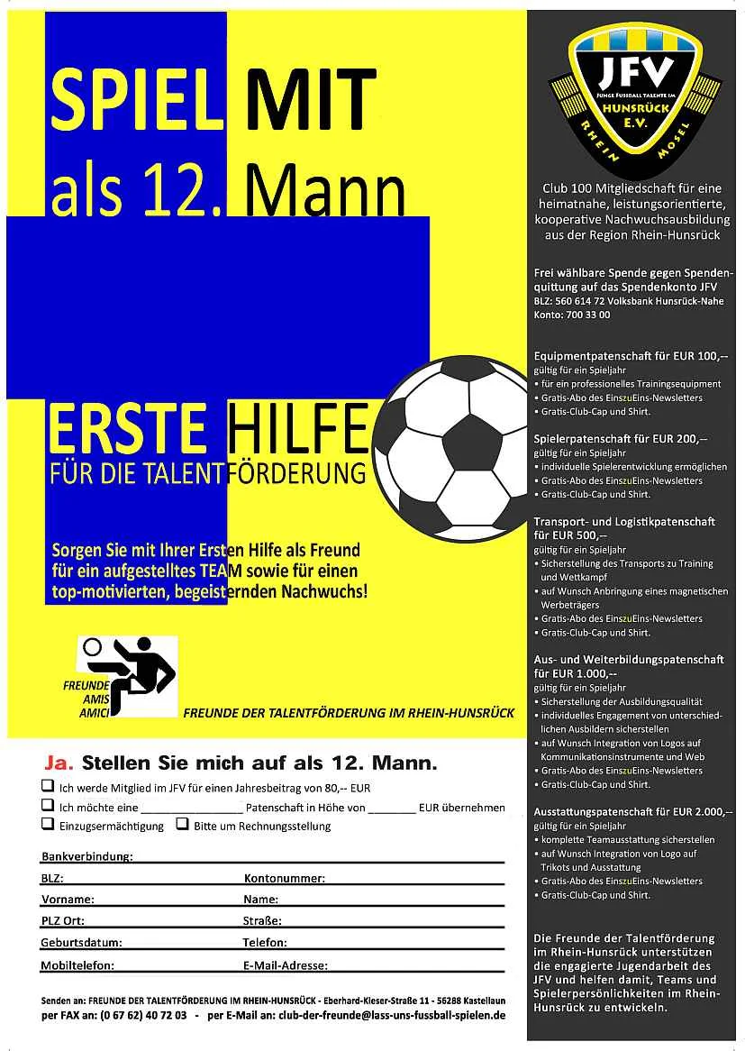 Club 100 - Spiel mit als 12. Mann - Freunde der Talentförderung im Rhein-Hunsrück